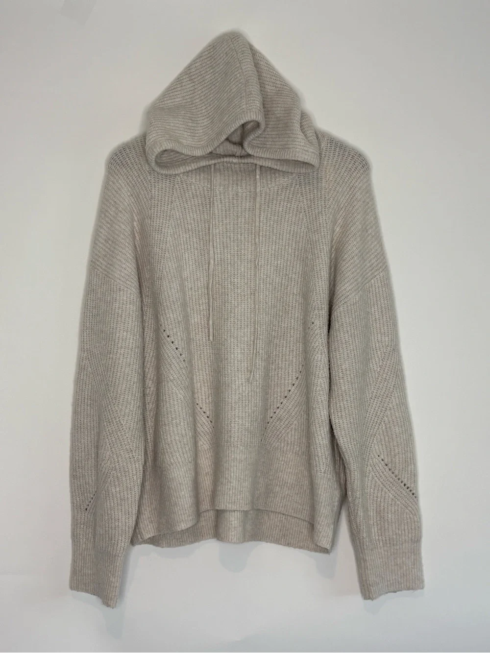CALIA Womens Medium Slouchy Cream Ivory Knit Hooded Pullover Sweater Solid